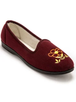 Clearance Ballerines brodées fleur largeur confort Femme Pantoufles, Chaussons