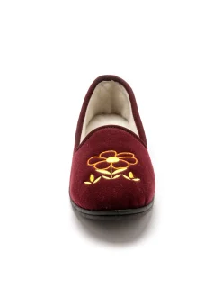 Clearance Ballerines brodées fleur largeur confort Femme Pantoufles, Chaussons