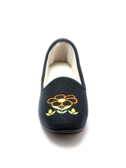 Online Ballerines brodées fleur largeur confort Femme Pantoufles, Chaussons