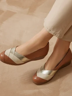 Outlet Ballerines cuir tricolore Femme Ballerines