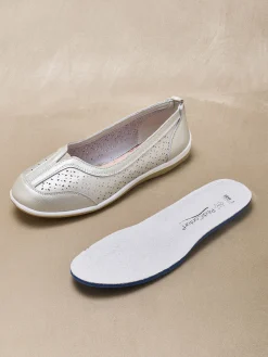 Ballerines dessus cuir perforé Femme Ballerines