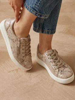 Best Baskets cuir avec zip et lacets Femme Baskets, Derbies