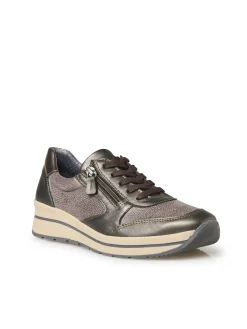 Outlet Baskets zip et lacets semelle amovible Femme Baskets, Derbies