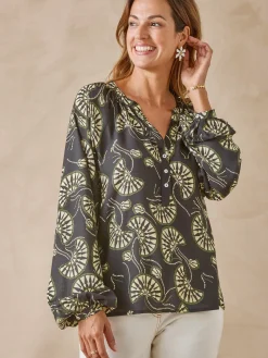 Clearance Blouse à fronces manches longues Femme Chemisier, Blouse