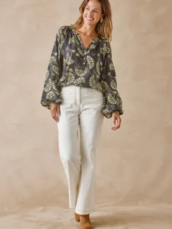 Clearance Blouse à fronces manches longues Femme Chemisier, Blouse