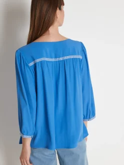 Online Blouse ample en crêpe Femme Tunique|Chemisier, Blouse