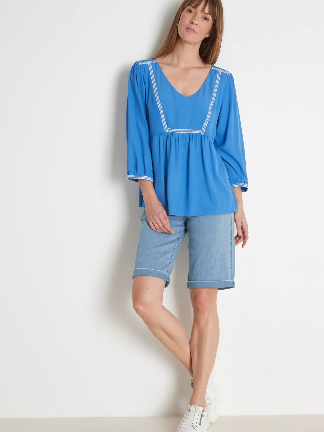 Online Blouse ample en crêpe Femme Tunique|Chemisier, Blouse