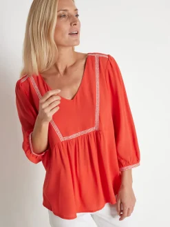 Discount Blouse ample en crêpe Femme Tunique|Chemisier, Blouse