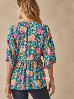 Sale Blouse ample en crêpe fluide Femme Chemisier, Blouse