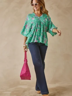 Discount Blouse ample en crêpe fluide Femme Chemisier, Blouse