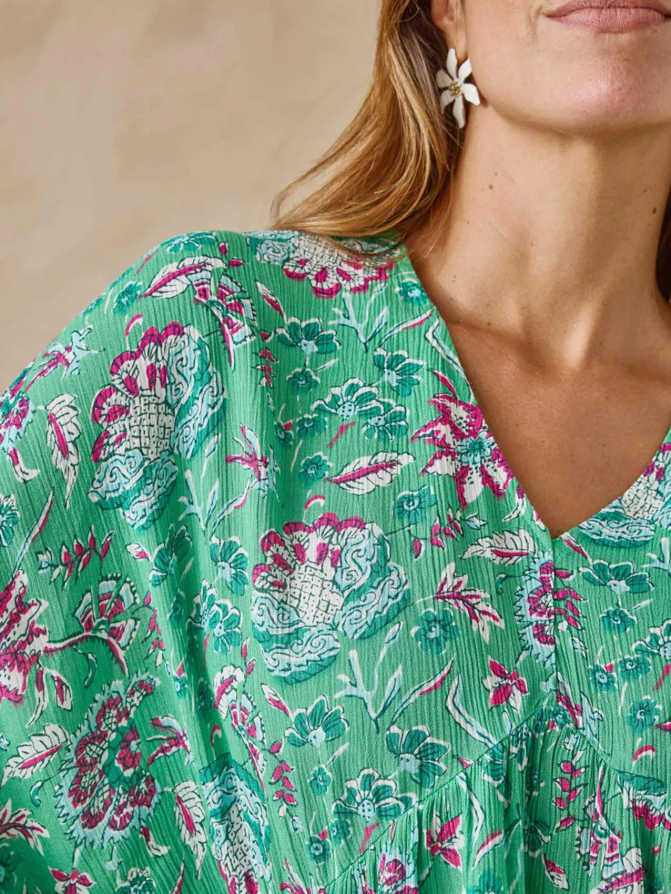 Discount Blouse ample en crêpe fluide Femme Chemisier, Blouse