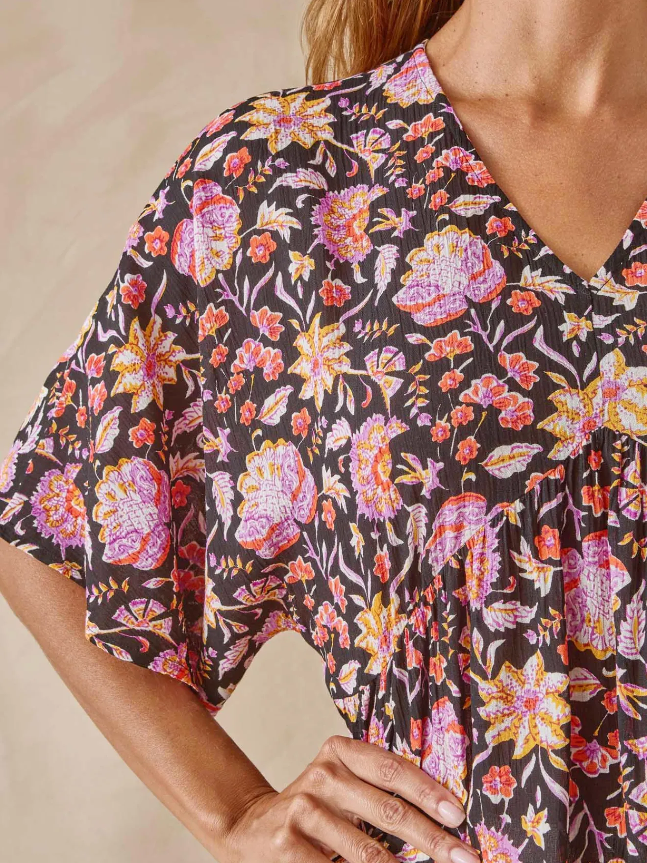 Discount Blouse ample en crêpe fluide Femme Chemisier, Blouse