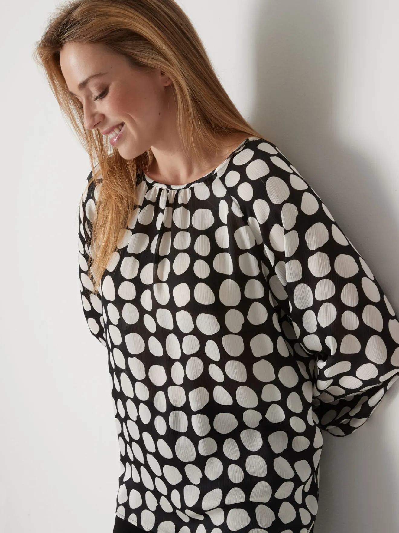 Outlet Blouse ample voile satiné Femme Tunique|Chemisier, Blouse