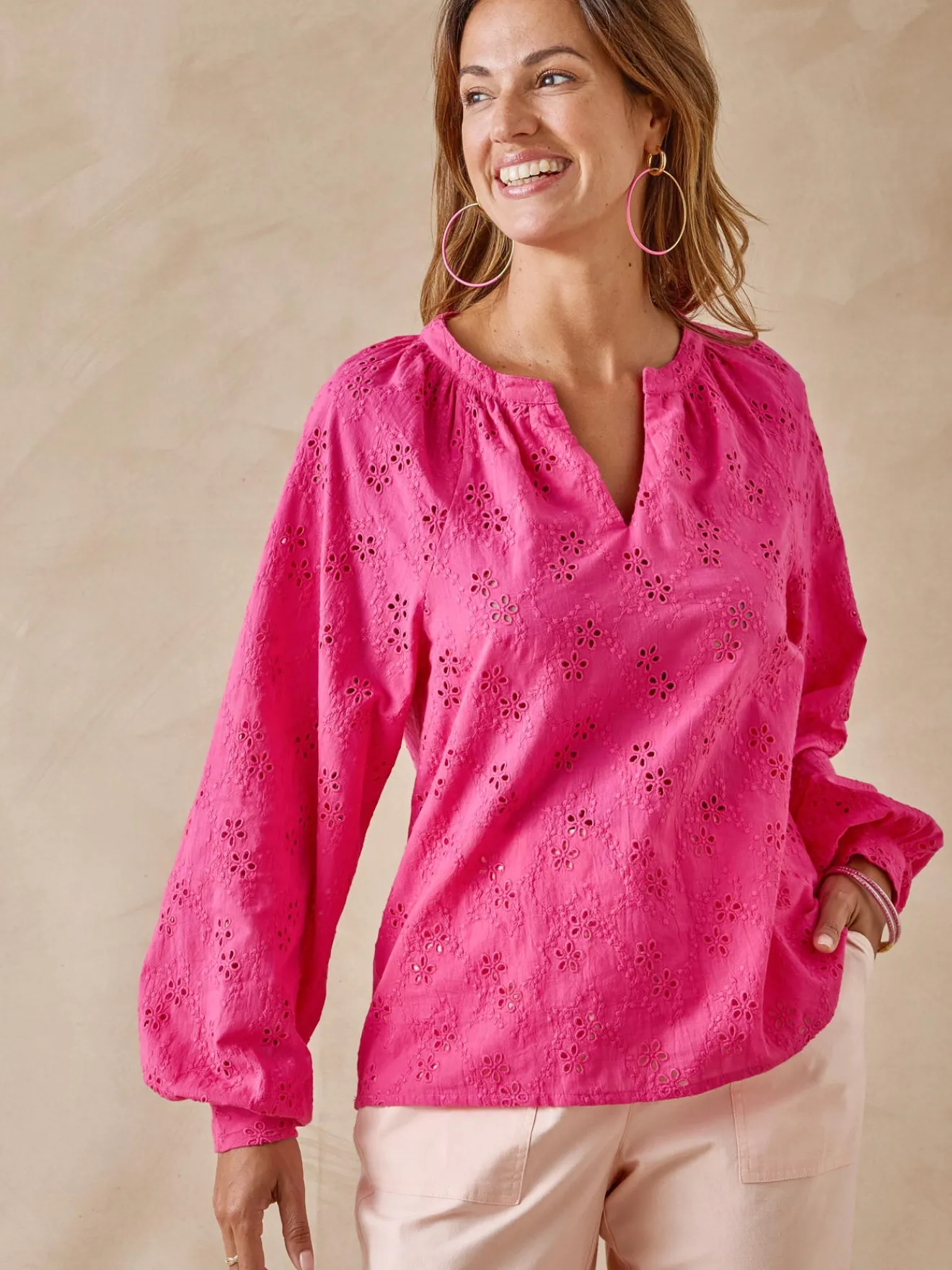 Online Blouse en brooderie anglaise Femme Chemisier, Blouse