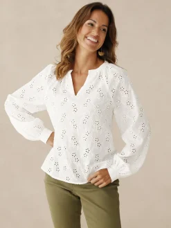 Discount Blouse en brooderie anglaise Femme Chemisier, Blouse