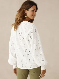 Discount Blouse en brooderie anglaise Femme Chemisier, Blouse