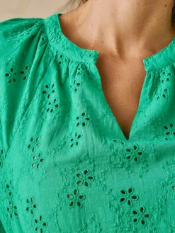 Blouse en brooderie anglaise Femme Chemisier, Blouse