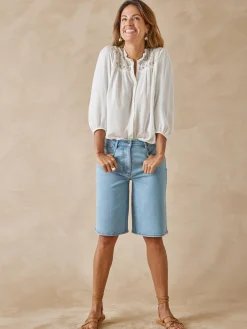 Blouse en crêpe avec macramé Femme Chemisier, Blouse