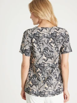 Blouse en crêpe manches courtes Femme Chemisier, Blouse