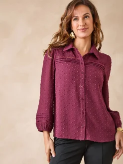 Hot Blouse en plumetis Femme Chemisier, Blouse
