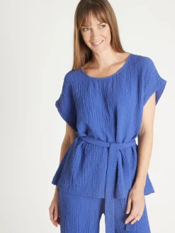 Blouse en seersucker Femme Chemisier, Blouse