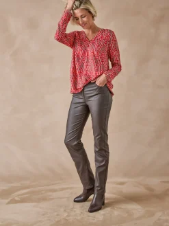 Sale Blouse encolure V Femme Tunique|Chemisier, Blouse