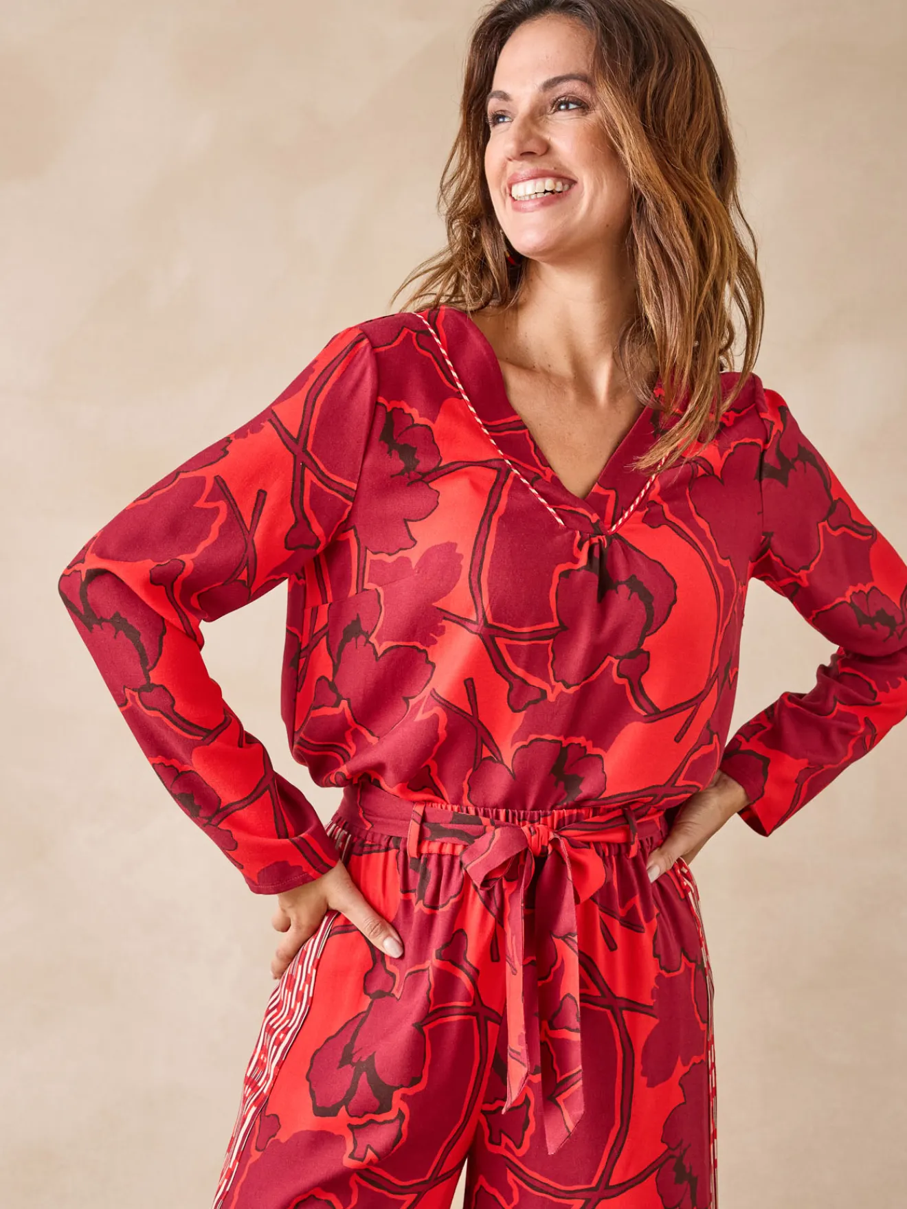 Blouse encolure V Femme Tunique|Chemisier, Blouse