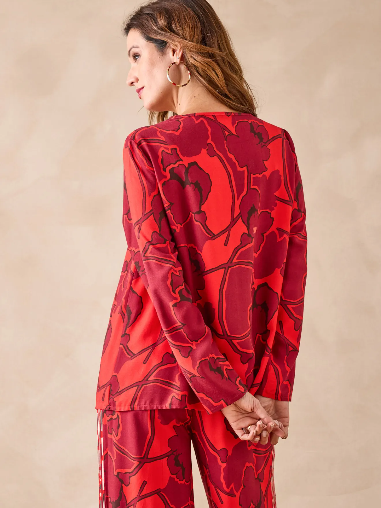 Blouse encolure V Femme Tunique|Chemisier, Blouse