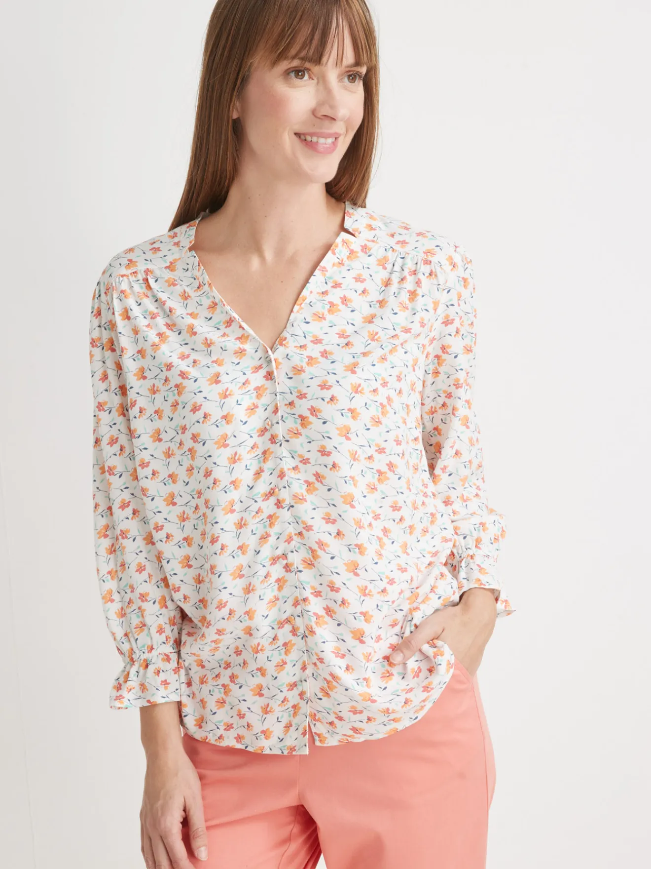 Online Blouse encolure V fantaisie Femme Chemisier, Blouse
