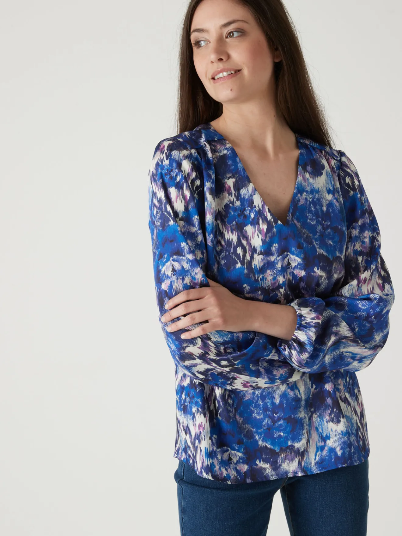 Outlet Blouse fluide encolure V Femme Tunique|Chemisier, Blouse