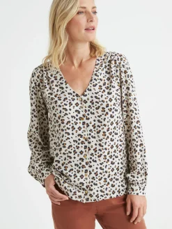Discount Blouse fluide encolure V Femme Tunique|Chemisier, Blouse