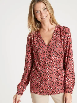 Sale Blouse fluide encolure V Femme Tunique|Chemisier, Blouse