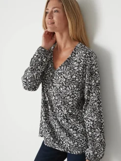 Sale Blouse fluide encolure V Femme Tunique|Chemisier, Blouse