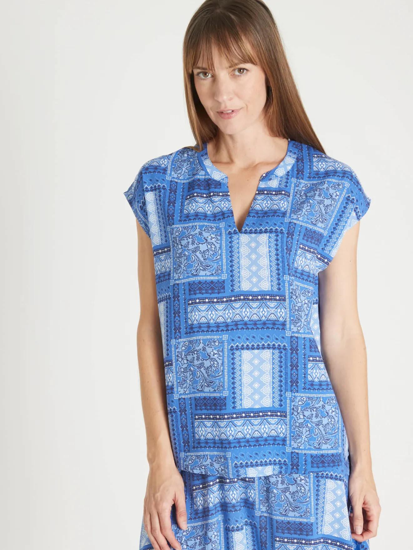 Outlet Blouse fluide manches T Femme Chemisier, Blouse