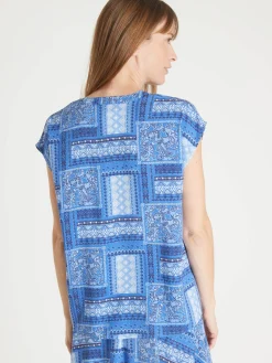 Outlet Blouse fluide manches T Femme Chemisier, Blouse