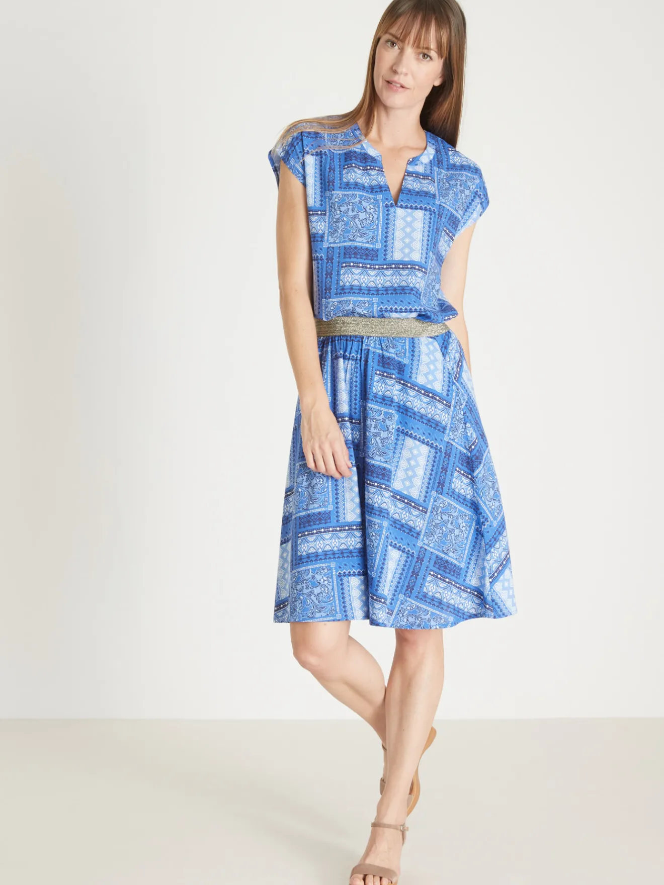 Outlet Blouse fluide manches T Femme Chemisier, Blouse