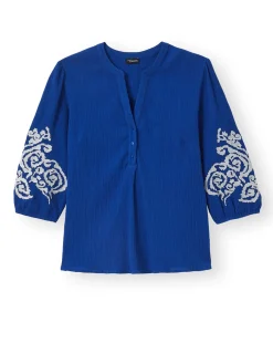 Hot Blouse manches brodées Femme Chemisier, Blouse