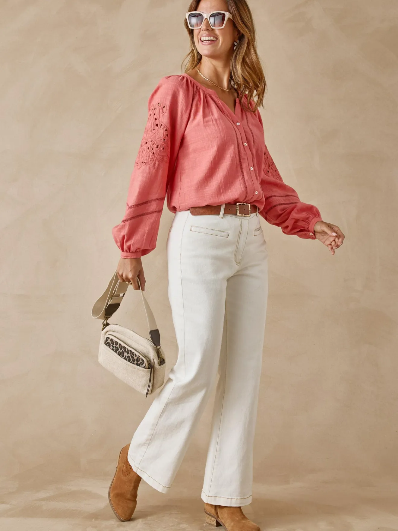 Hot Blouse manches brodées Femme Chemisier, Blouse