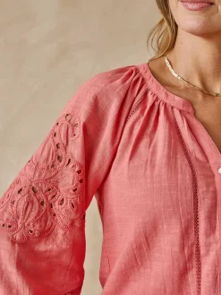 Hot Blouse manches brodées Femme Chemisier, Blouse