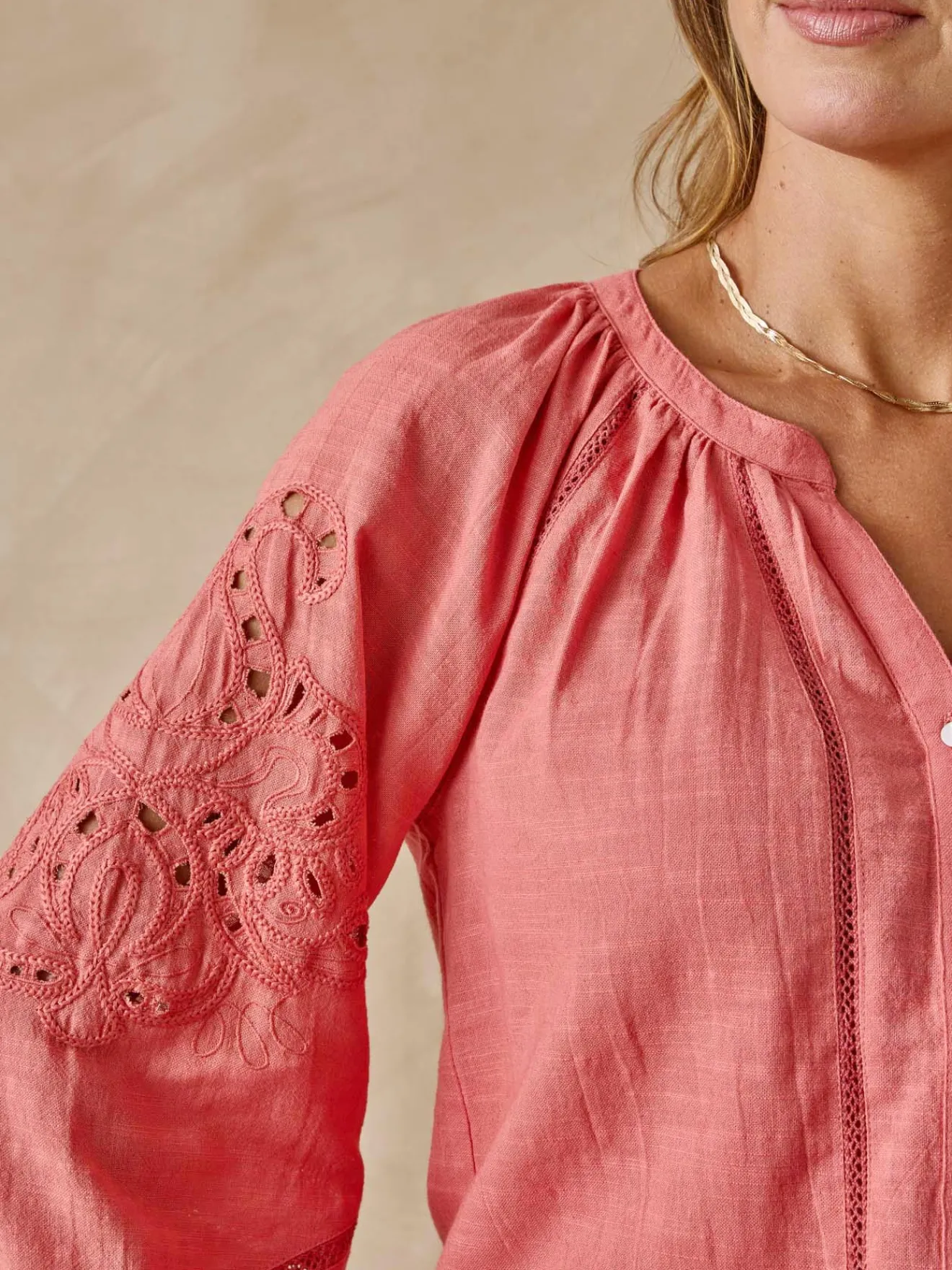 Hot Blouse manches brodées Femme Chemisier, Blouse