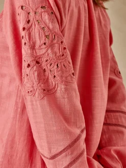 Hot Blouse manches brodées Femme Chemisier, Blouse