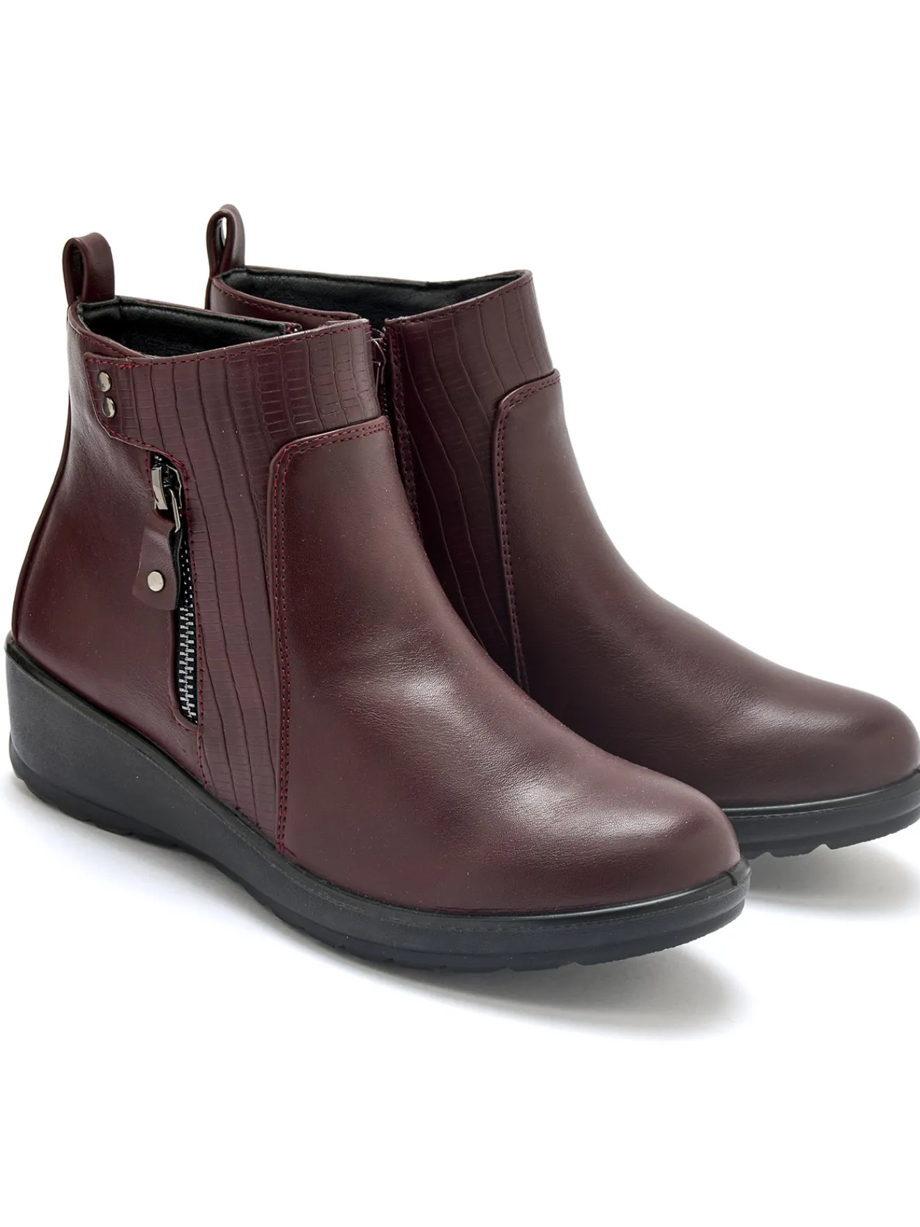 Clearance Boots fourrées compensées double zip Femme Boots