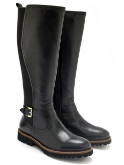 Online Bottes tout cuir zip et élastiques Femme Bottes