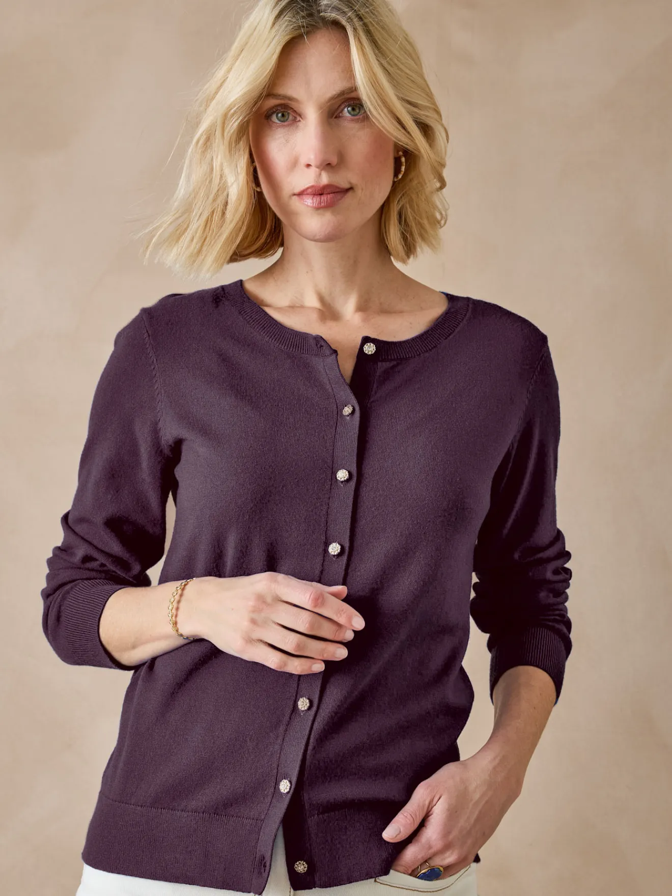 Cardigan élégant boutons-bijoux Femme Gilet