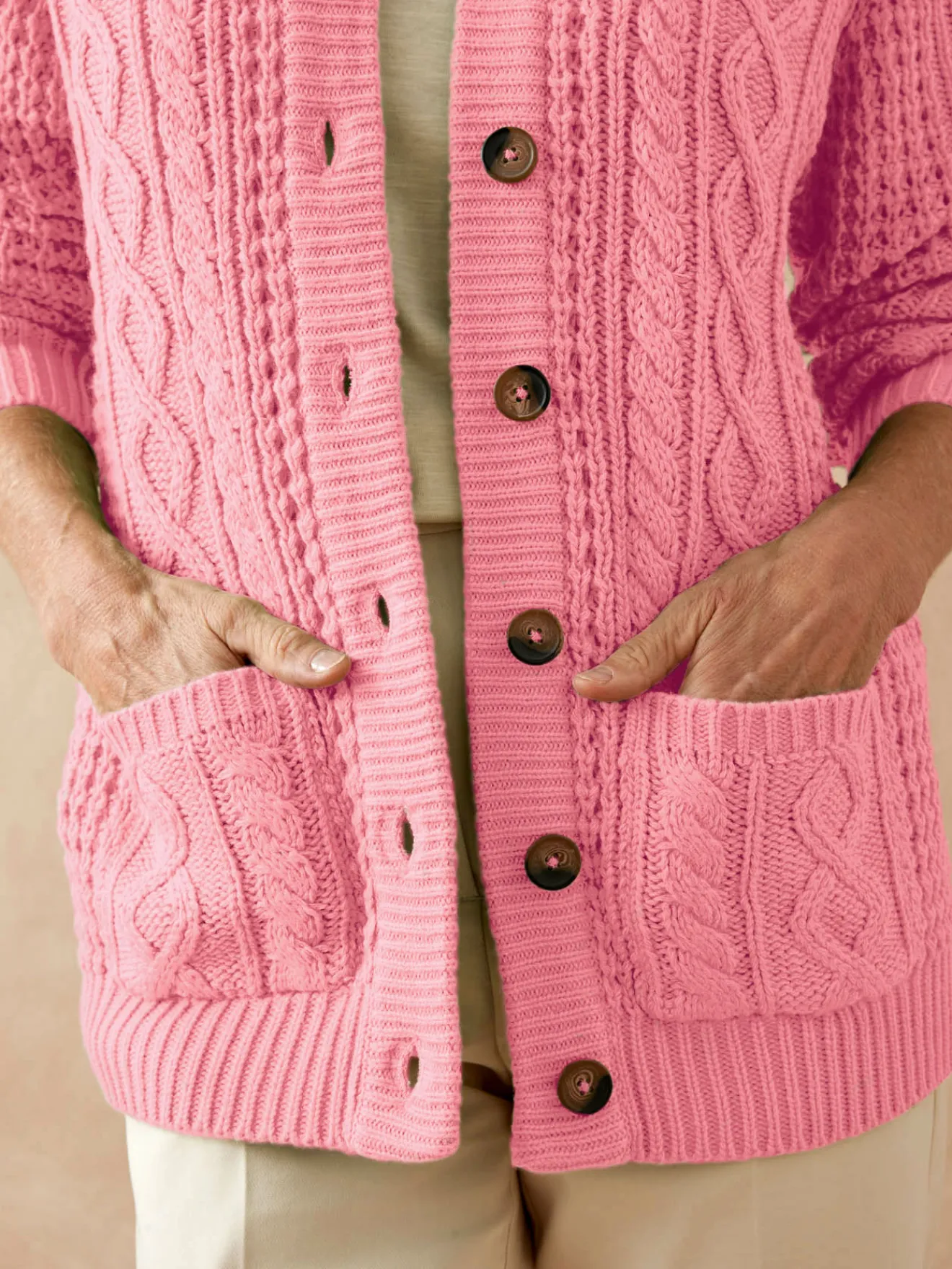 New Cardigan torsadé col rond Femme Gilet