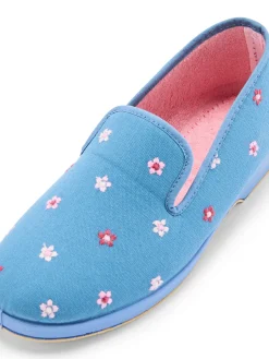 Hot Charentaises brodées intérieur éponge Femme Pantoufles, Chaussons