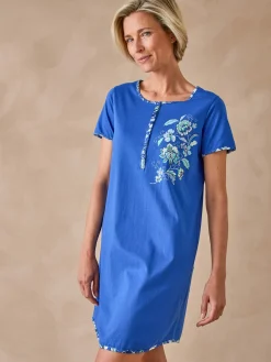 Online Chemise de nuit courte maille pur coton Chemise De Nuit