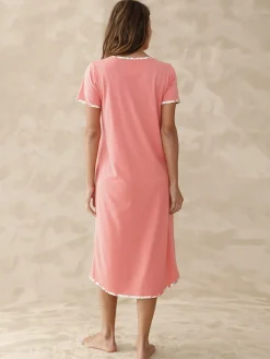 Clearance Chemise de nuit longue manches courtes Chemise De Nuit