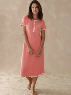 Clearance Chemise de nuit longue manches courtes Chemise De Nuit