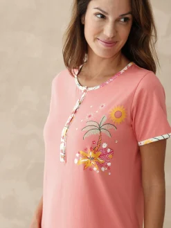 Clearance Chemise de nuit longue manches courtes Chemise De Nuit